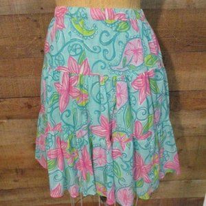 Lilly Pulitzer Aqua Pink Floral Skirt XS